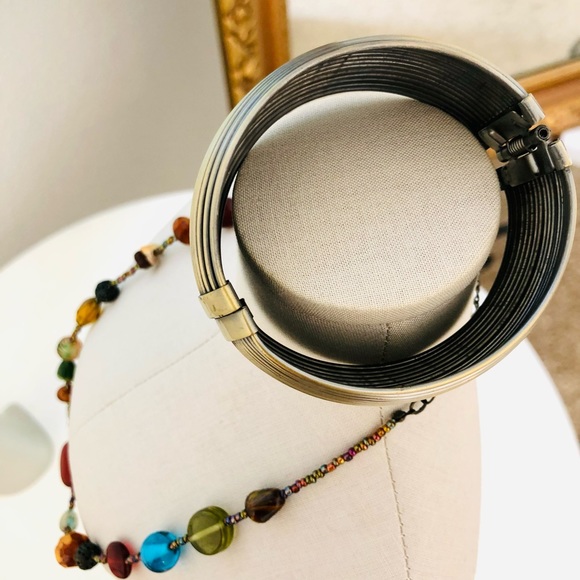 Vintage Modernist Bracelet & Glass Necklace - Picture 5 of 15